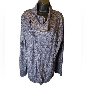 GH Bass Asymmetrical Zip Sweater Women Size XL Knit Cardigan Black/blue Gray